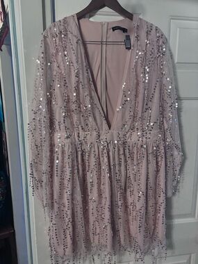 SHEIN Blush Pink Sequin Mini Dress